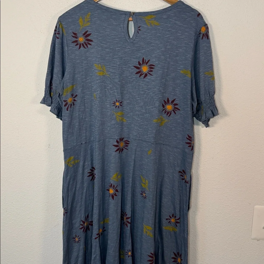 Toad & Co Laurel short sleeve blue floral dress m organic cotton blend XL - Picture 4 of 6